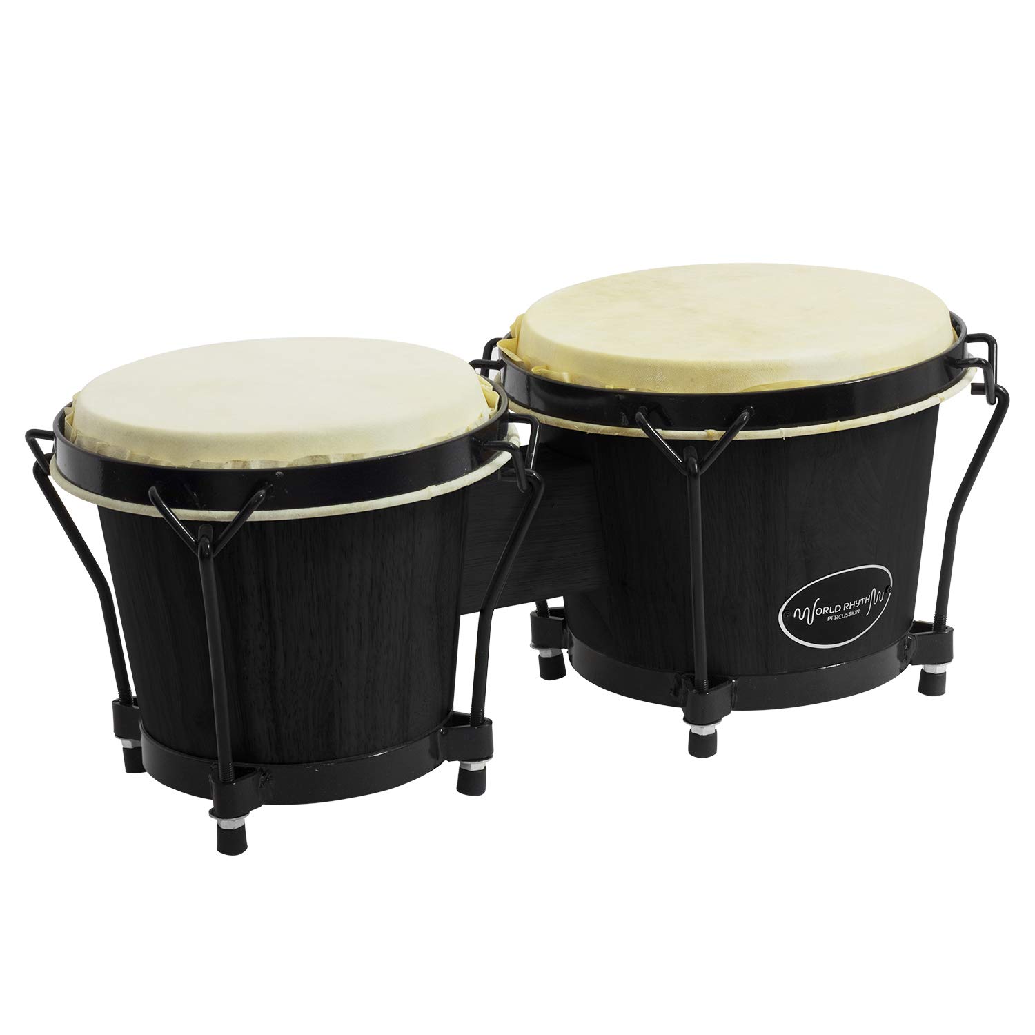 Bongos 15,2 cm & 17,8 cm Beginners Oak Bongo Drums – Bongos nero opaco con custodia imbottita BON7-BK