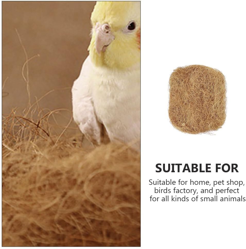 Coconut Fiber Nesting Pad for Birds Palm Fiber Nest Material for Parakeets Finches Lovebirds Breathable Scratch Resistant Bird Cage Bedding 7.08 X 4.72 X 1.96 in