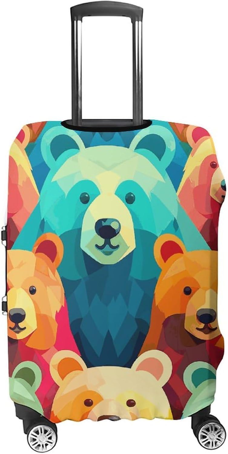 Colorful Bears Luggage Cover for Travel, Washable Suitcase Protector for Home, Anti Scratch Luggage Covers XL with Zippers on Both Sides, Suitcase Stretchable Outdoor Accessories image 4