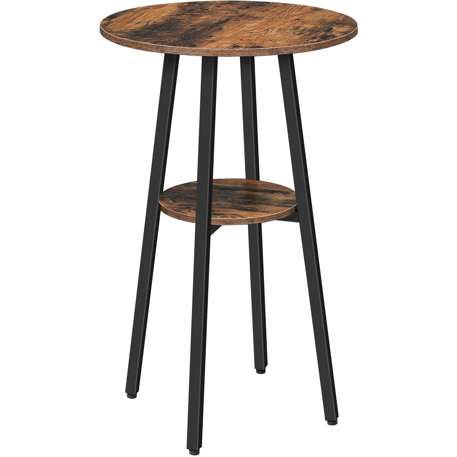 HOOBRO Mesa de Bar Redonda, Mesa de Bar Informal, Pequeña Mesa Alta para Uso Doméstico, Mesa Alta de Dos Alturas, Sencilla y Versátil, Salón, Bar, Marrón Rústico y Negro EBF55BT01