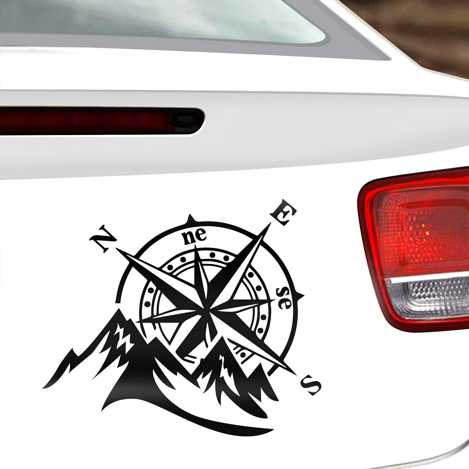Dreothy 2Pack Mountain Compass Vinyl Decal Sticker,Outdoor Waterproof