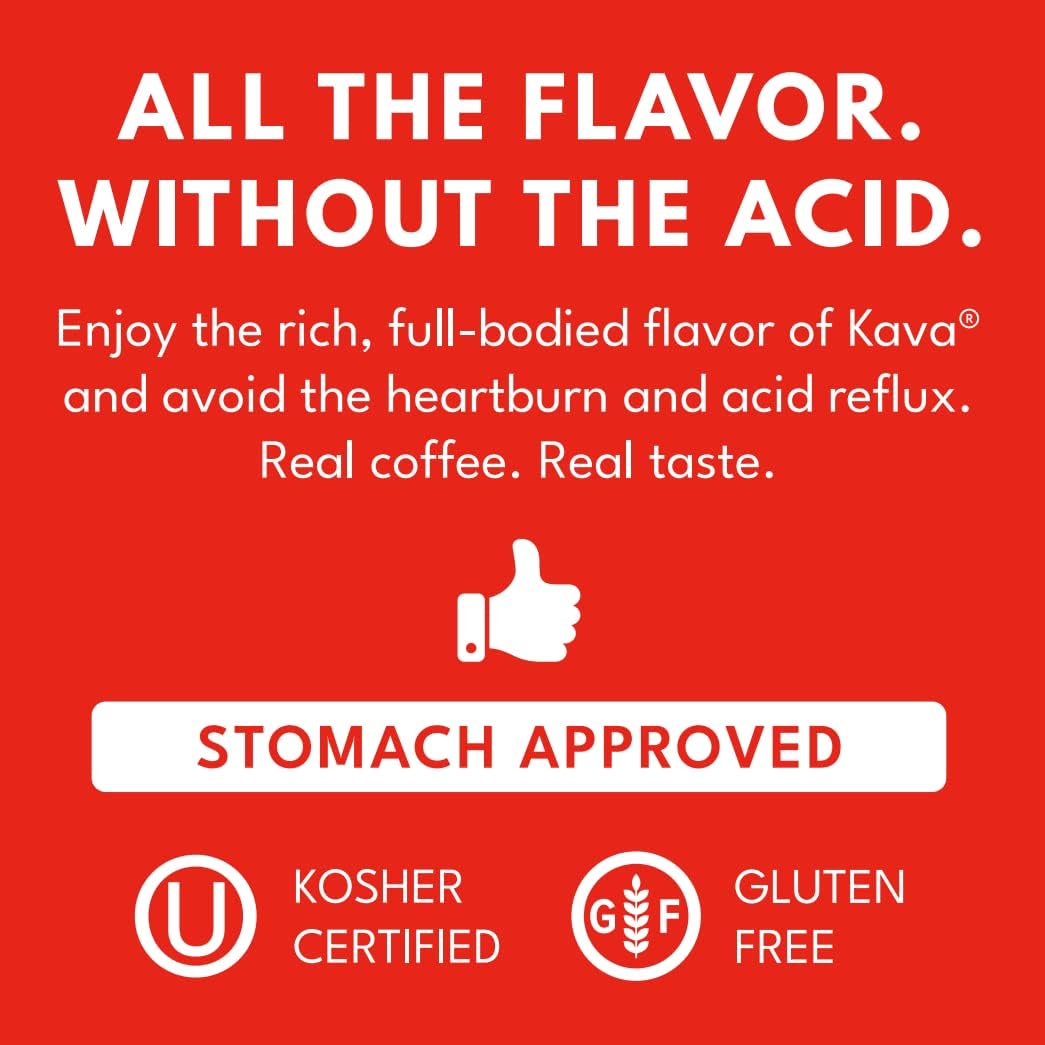 Kava Low Acid Coffee Instant Coffee Kosher Certified Medium Roast Glass Jar, 4 Ounce (Pack of 2)