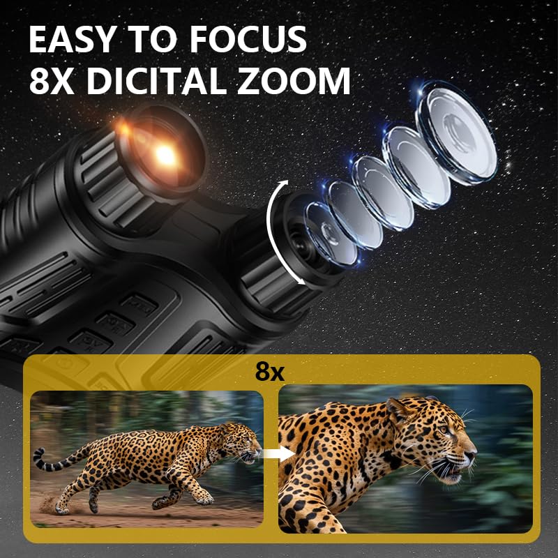 Binoculares de visión nocturna para adultos, gafas de visión nocturna 4K HD con grabación de video, para hombres, niños, día del padre, Navidad para aventuras nocturnas al aire libre, observación de 6