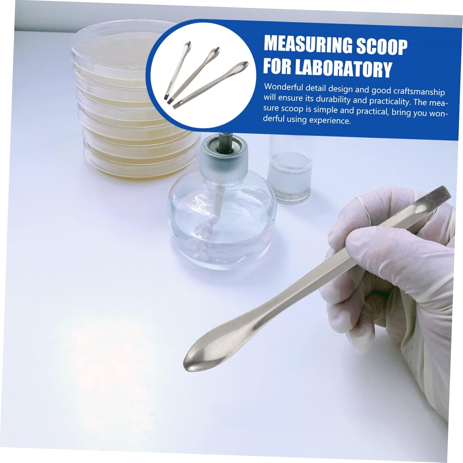BESTOYARD 12pcs Stainless Steel Lab Measure Spoon Sampling Spoon Experiment Tool