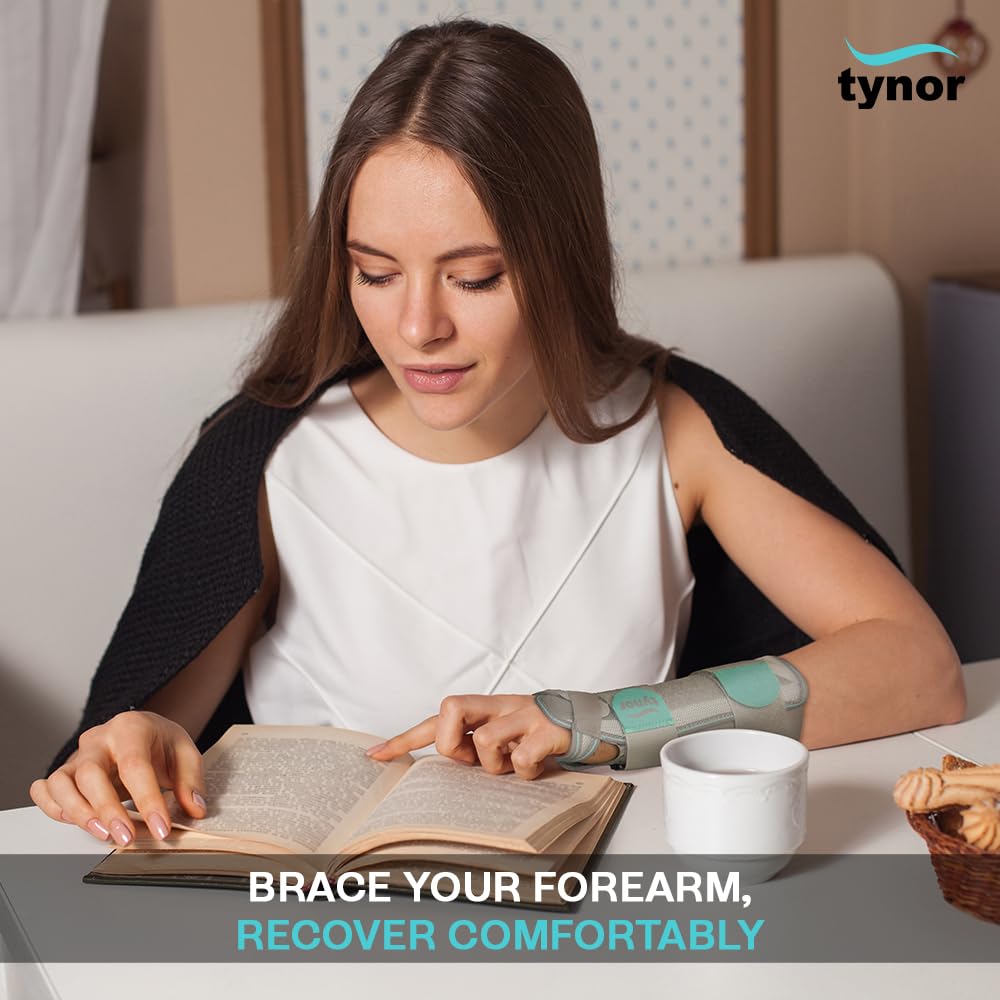 TYNOR Forearm Splint, for Wrist and Forearm Support | Pain Relief, Injury Recovery & Stability Brace for Men & Women | Ideal for Sprains & Strains | Pack of 1, Universal Size (Grey) 4