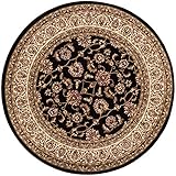 Noble Sarouk Black Persian Floral Oriental Formal Traditional 4 Round (3'11') Area Rug Easy to Clean...