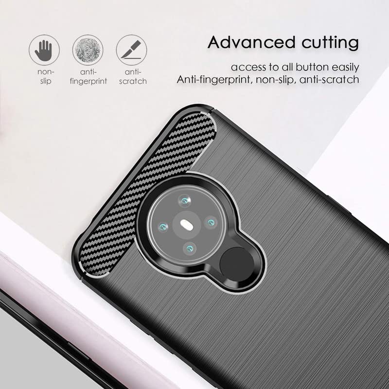 Image of NPRC Hybrid Ultra Slim Protective Case TPU Non-Slip Carbon Fiber Texture Shockproof Case Cover for Nokia 5.3 - Black