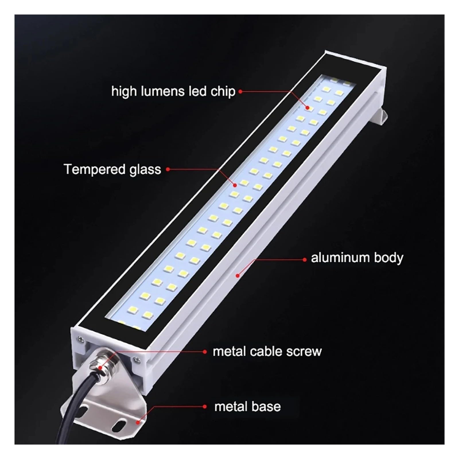 1 Szt. Lampa Robocza LED IP67 Do Obrabiarek 220-800 Mm Stała