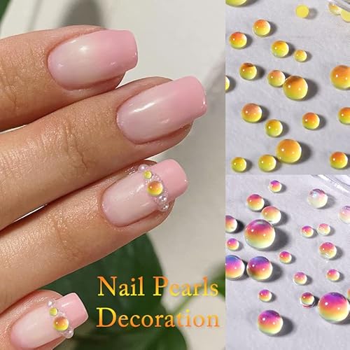 Mermaid Gradient Candy Colors Round Glass Crystal Beads 3D Nail Art Rhinestones Diy Flatback Acrylic Stones Decorations 4Boxs #TOP2