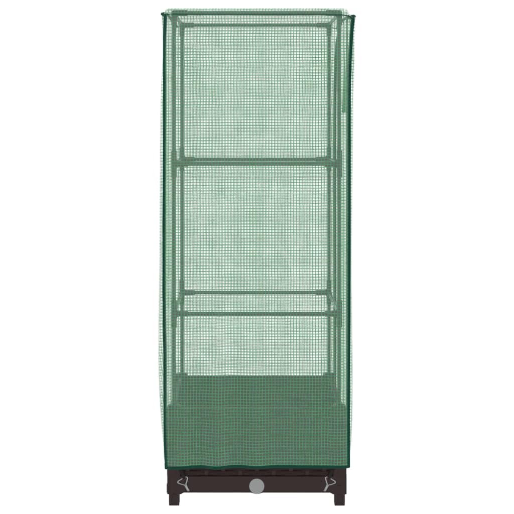 Jardinera con accesorio para invernadero, aspecto de ratán, 40 x 40 x 123 cm, marrón, para jardín, balcón, verduras, hierbas, flores, cultivo de plantas