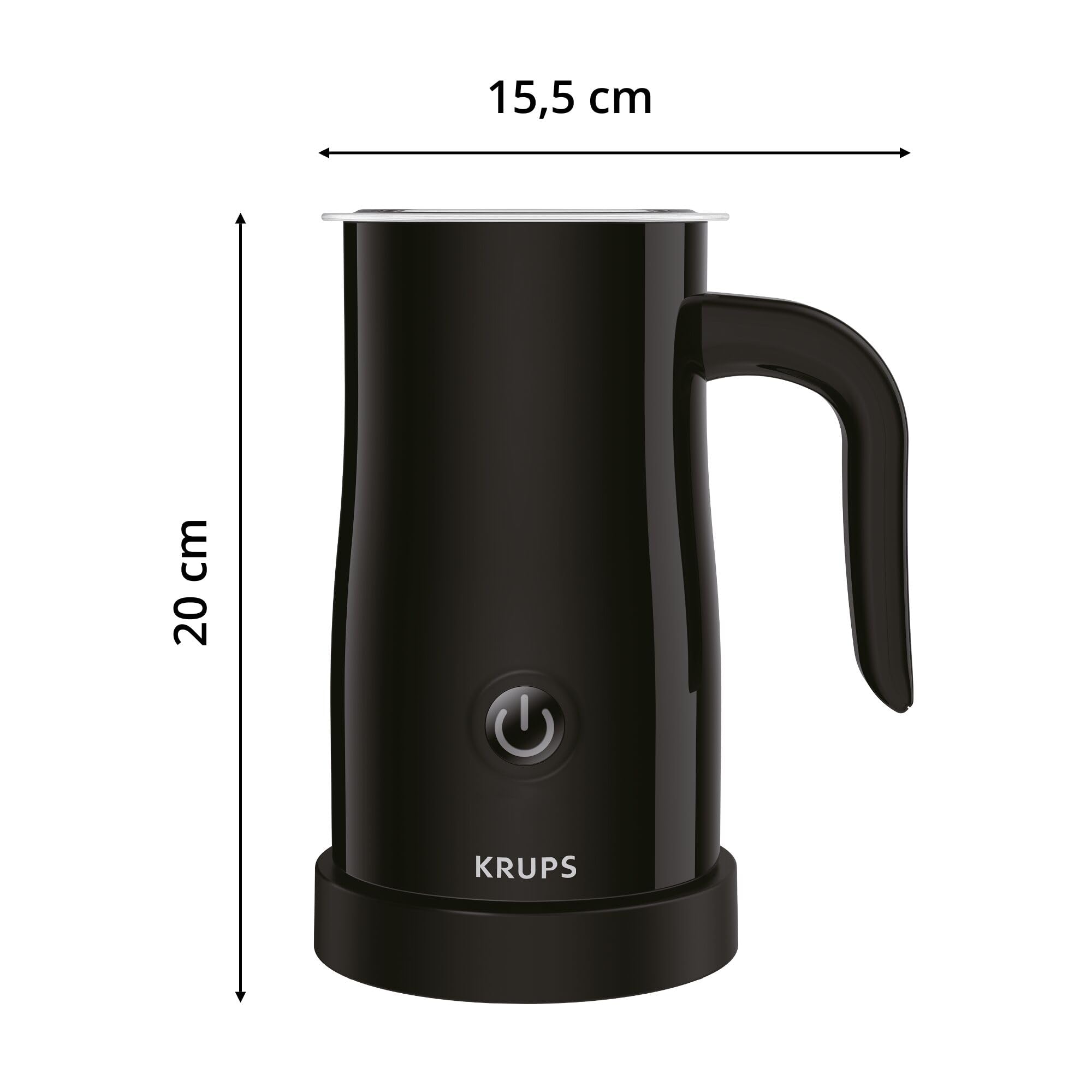 Krups Espumador de leche eléctrico con panel one-touch, tapa extraíble para fácil limpieza, base giratoria 360 grados, capacidad ideal, diseño compacto y elegante, color negro, XL1008