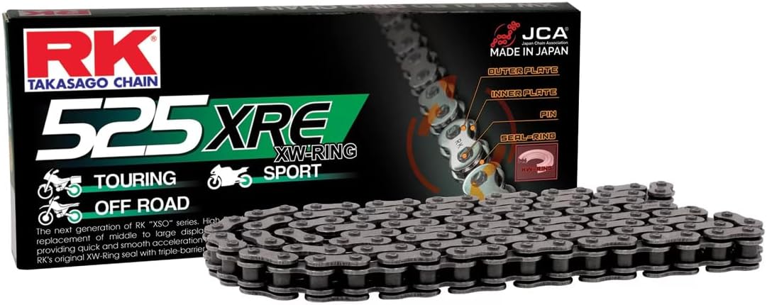 RK Racing Chain 525XRE-116 Steel 116 Link XW-Ring Chain with Connecting Link