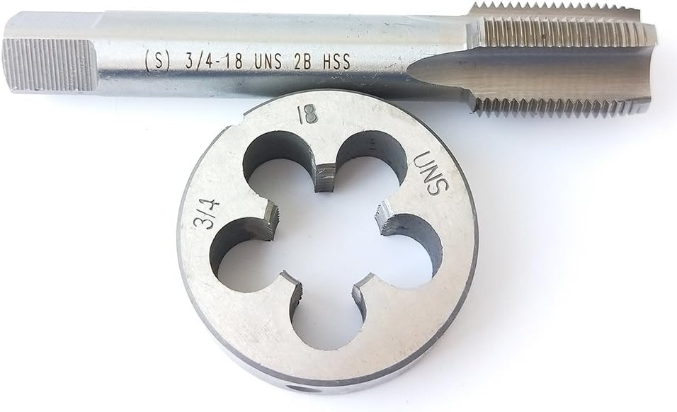 3/4-18 HSS Tap And Die Set， UNS Machine Thread Tap And UNS Round Thread Die Right Hand