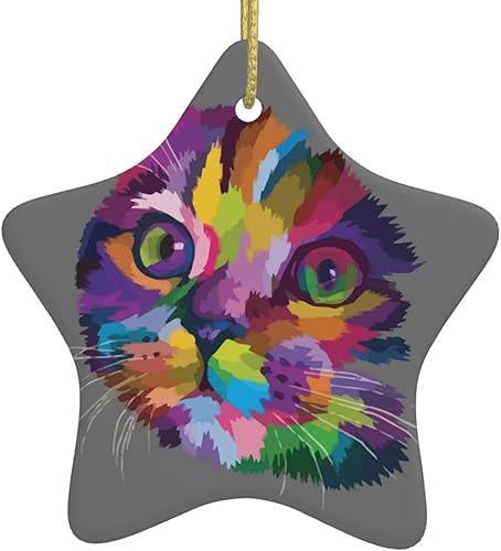 Adornos artísticos de Navidad de gato 2023 de cerámica, adornos de árbol de Navidad, regalos personalizados de Navidad, decoración de Navidad para