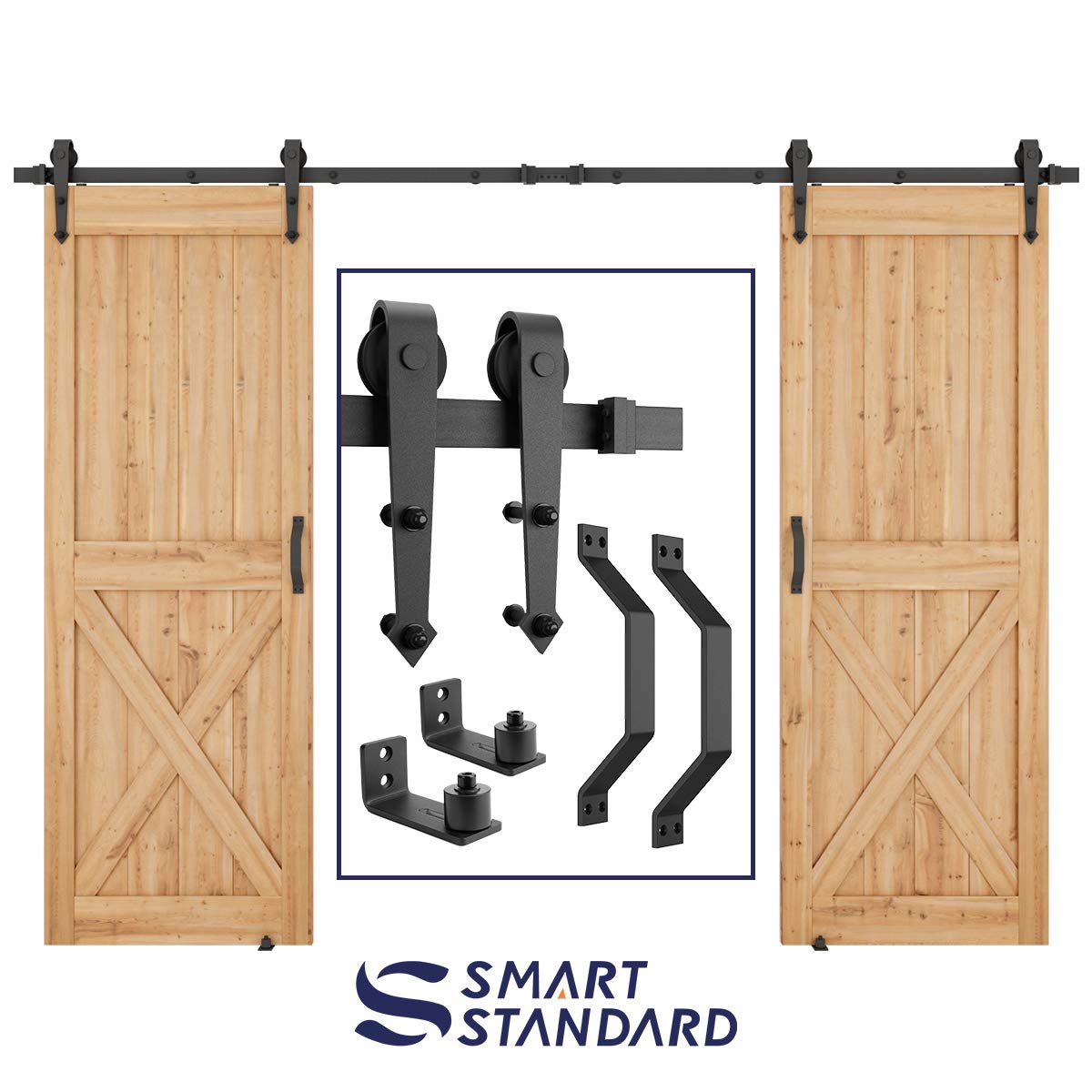Buy 10 FT Heavy Duty Double Gate Sliding Barn Door Hardware Kit, 10ft