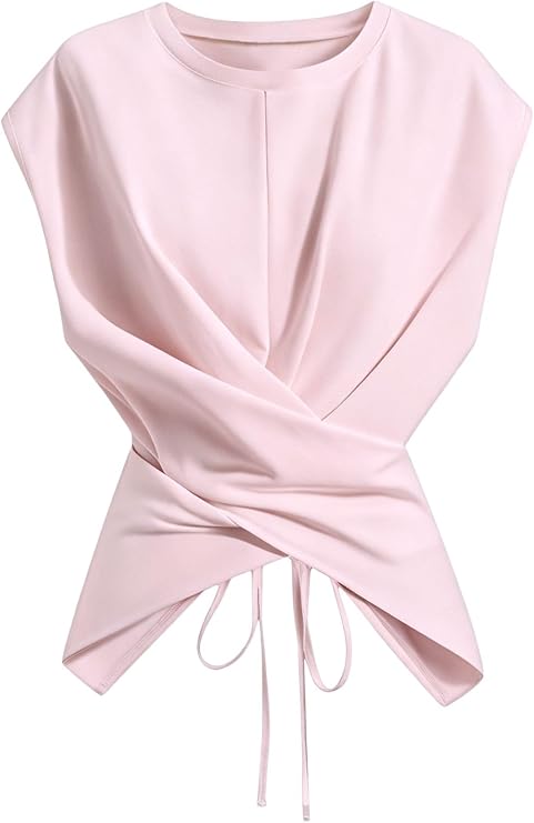 Verdusa Womens Cinched Waist Wrap Top Cap Sleeve Tie Back Asymmetrical Tops Verdusa Womens Cinched Waist Wrap Top Cap Sleeve Tie Back Asymmetrical Tops - Elegant Pink Floral Skirt Outfit Idea | Dreamy Wedding Guest Inspo