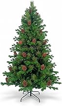 DAYRON Green Artificial Christmas Tree with Collapsible Branches and Foldable Metal Stand, Decorated with Natural Pineapples, Available in 180 and 210 cm, Quick and Easy to Store