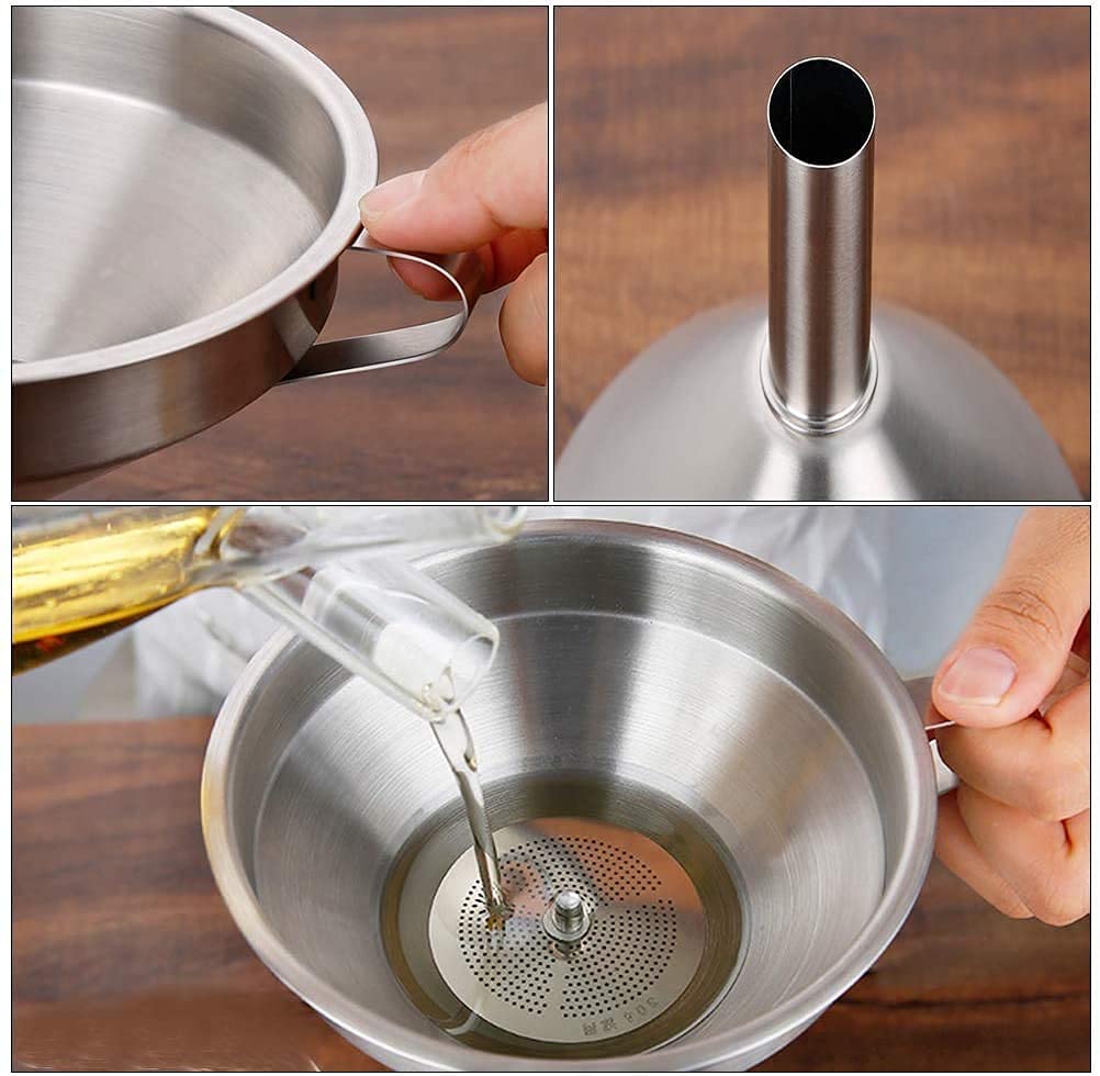 El Embudo De Acero Inoxidable De La Cocina con Filtro De Alimento De Filtro De Acero Inoxidable Desmontable, Utilizado para Transferir Aceite Líquido