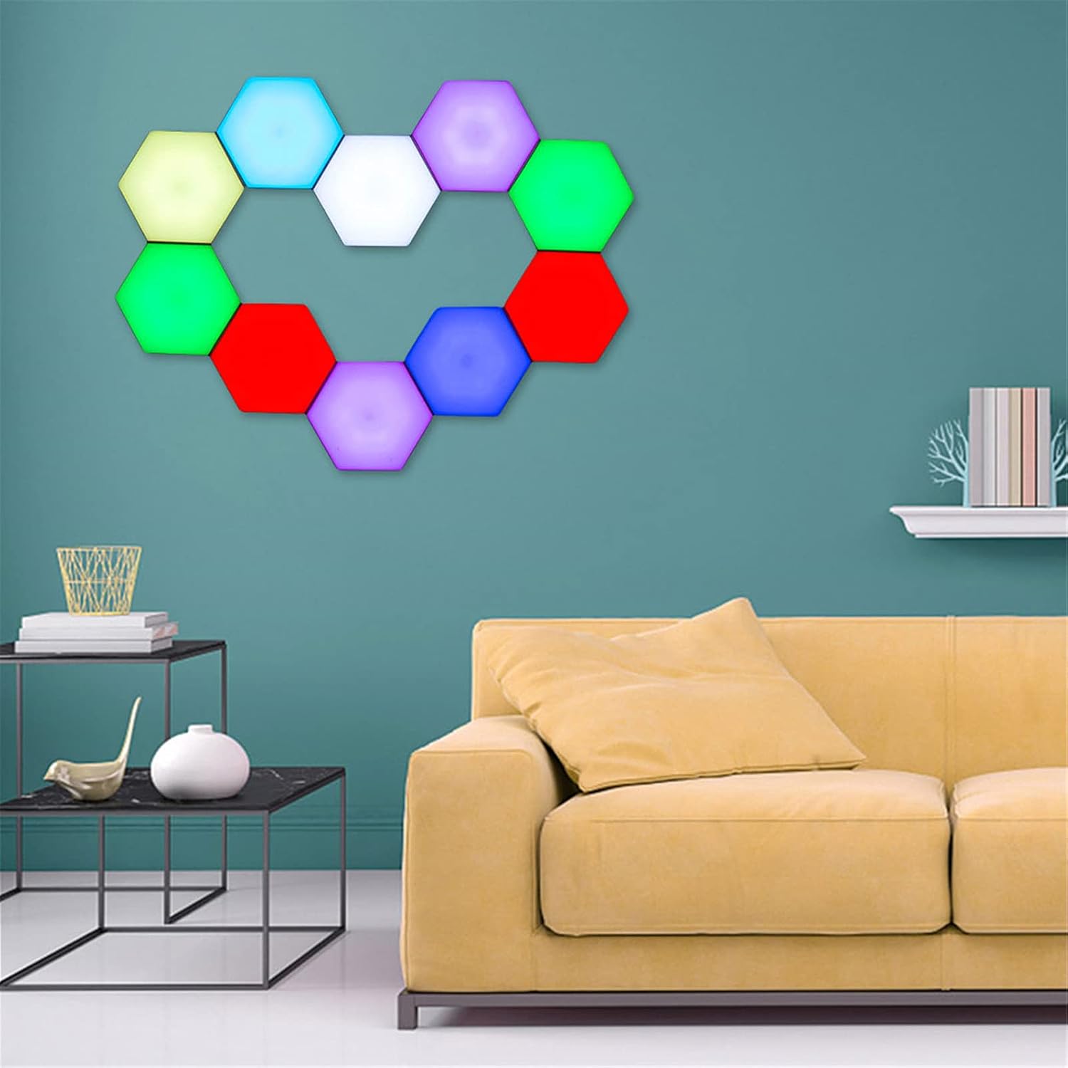 ALOVEWE Remote Control Hexagonal Wall Colorful Light, Modular Touch Sensitive Lights with USB Power, Creative Geometry Assembly LED Night Light Suitable for Iiving Room, Bedroom (20 pcs)