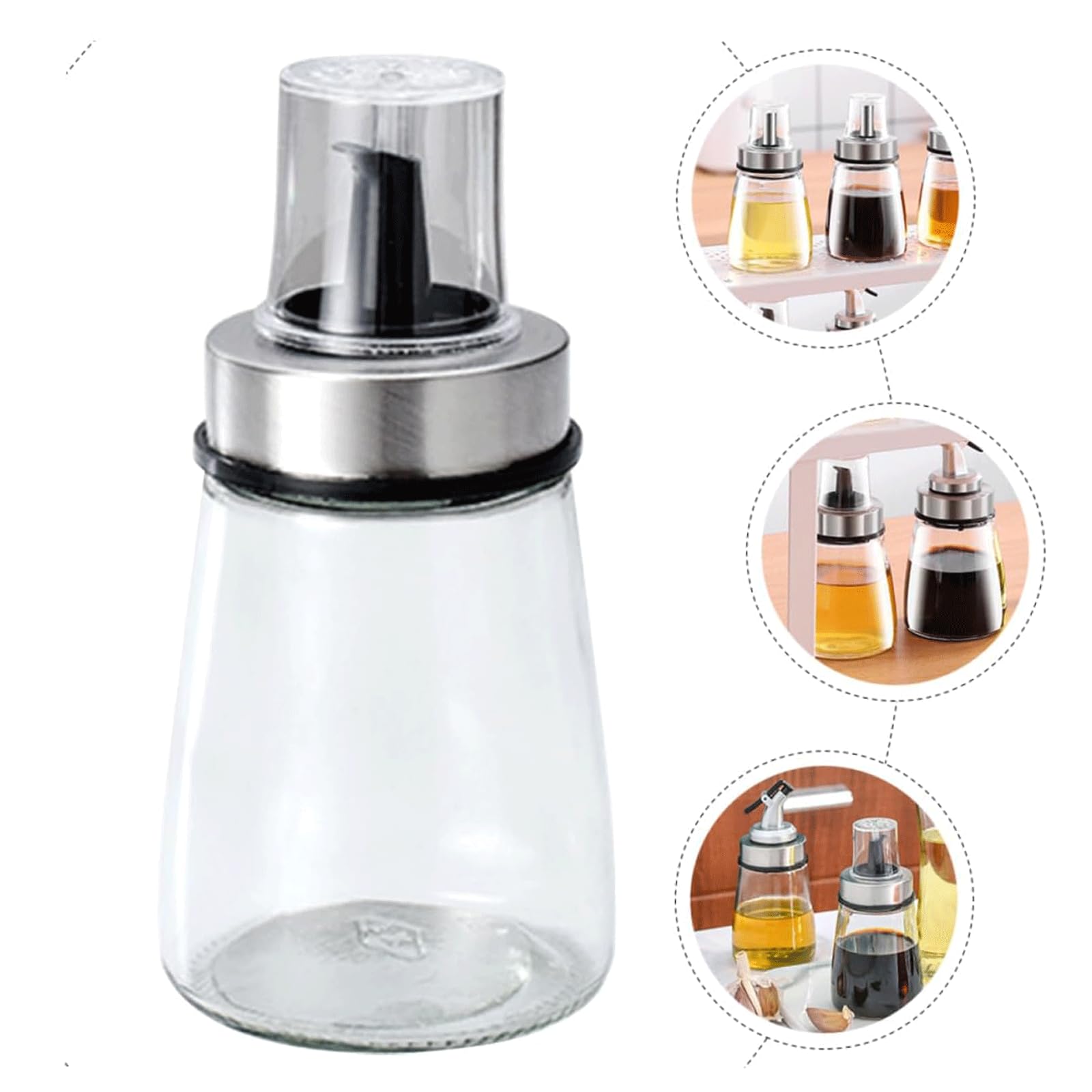 KRILLIQ Lata de Aceite Vinagrera de Aceite de Vidrio, Botella de Aceite y vinagrera, Botella de Aceite Comestible, Botellas de condimentos líquidos para Restaurante de Barbacoa para condimento