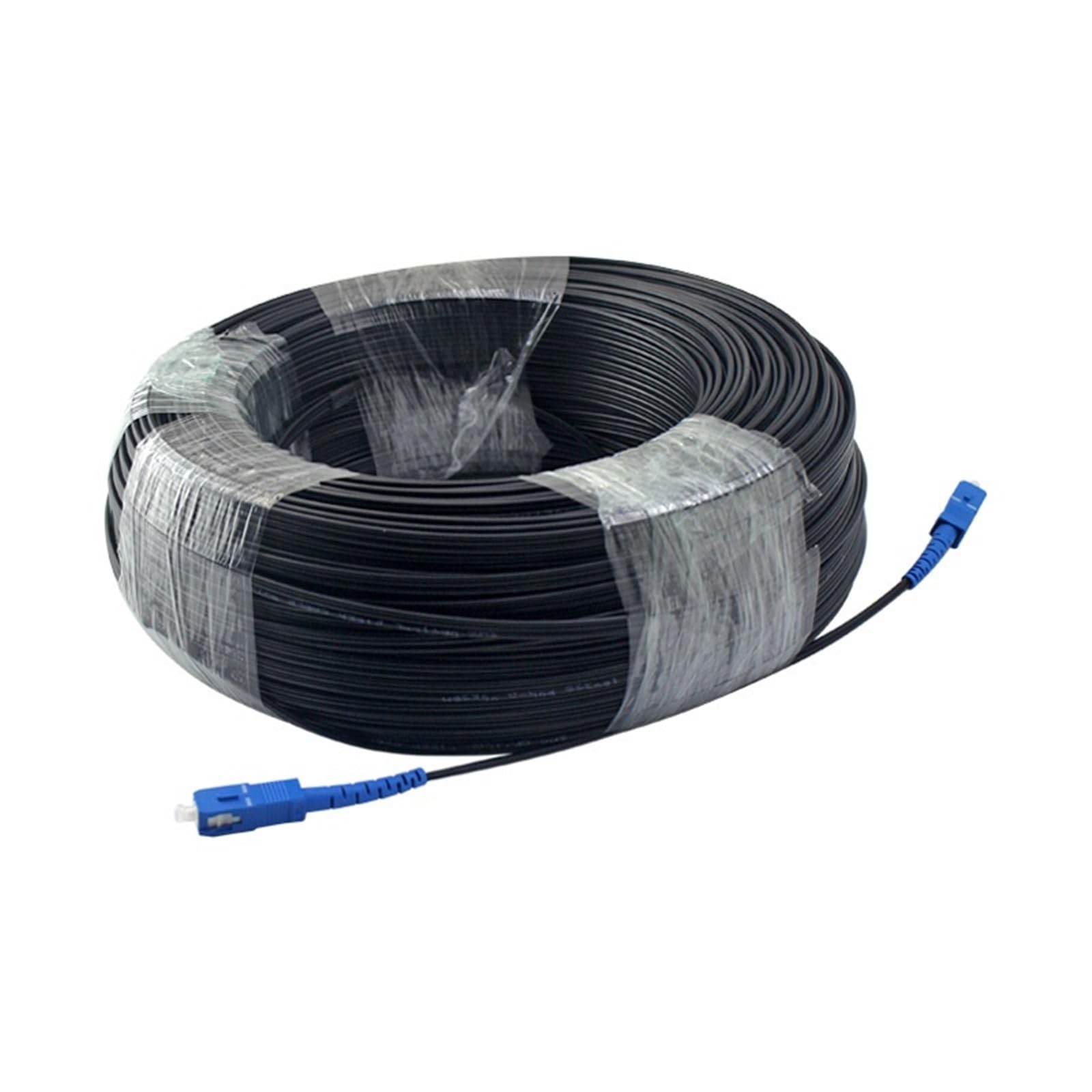 Câble fibre optique extérieur Drop 200 m 1 conducteur 3 acier monomode Simplex FC SC LC UPC (FC A-FC A)