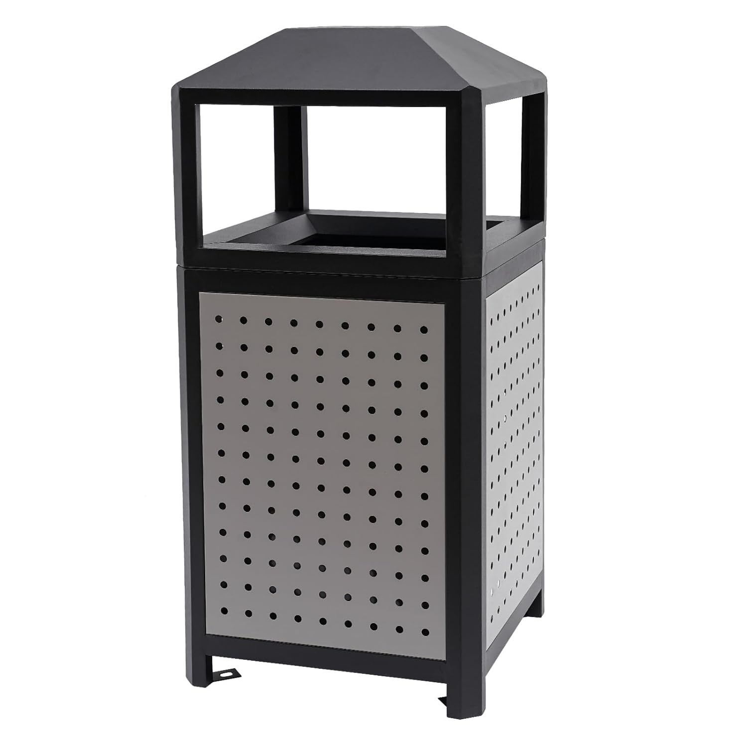 LOYALHEARTDY 15 Gallons Industrial Waste Container, 16 x 16 x 33.25 in Steel Garbage Can Waste Bin Trash Can for Indoor and Outdoor, Trash Receptacle with Plastic Liner (15 Gallon)