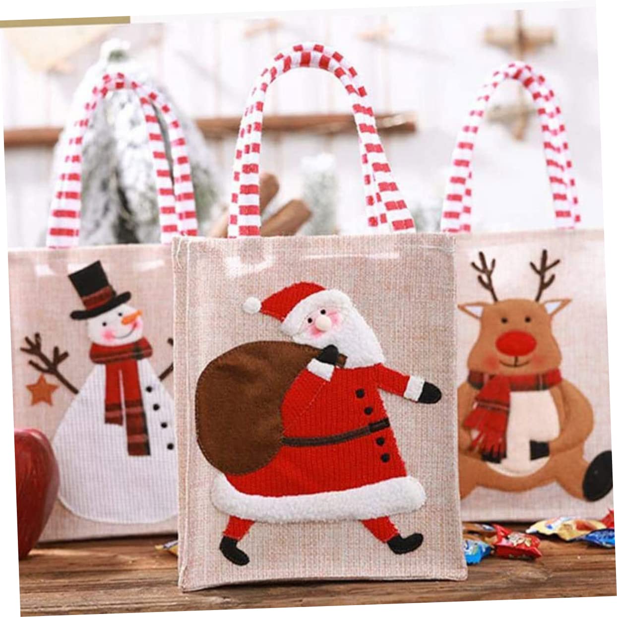 FRCOLOR 9 Pz Sacchetto sacchetti in tessuto natalizio borse natalizie per regali borsa trucco make up bag sacchettini bomboniere Sacchetti per le feste borsa per bomboniere