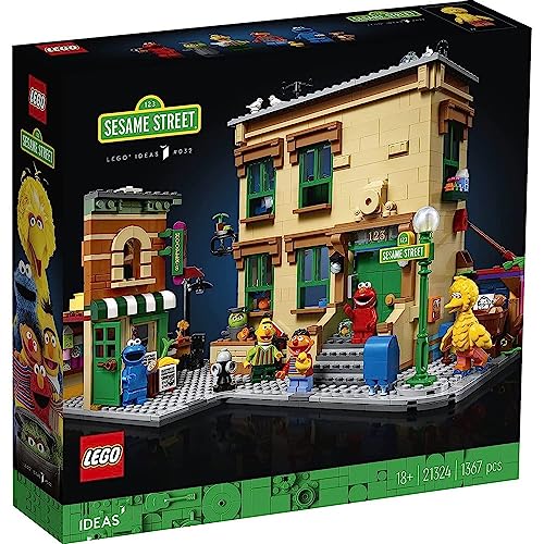 LEGO Ideas 123 Sesame Street 21324 Kit de construcción; impresionante modelo de construcción y exhibición para adultos con Elmo, monstruo de galletas, Ernie y Big Bird, nuevo 2021 (1.367 piezas)