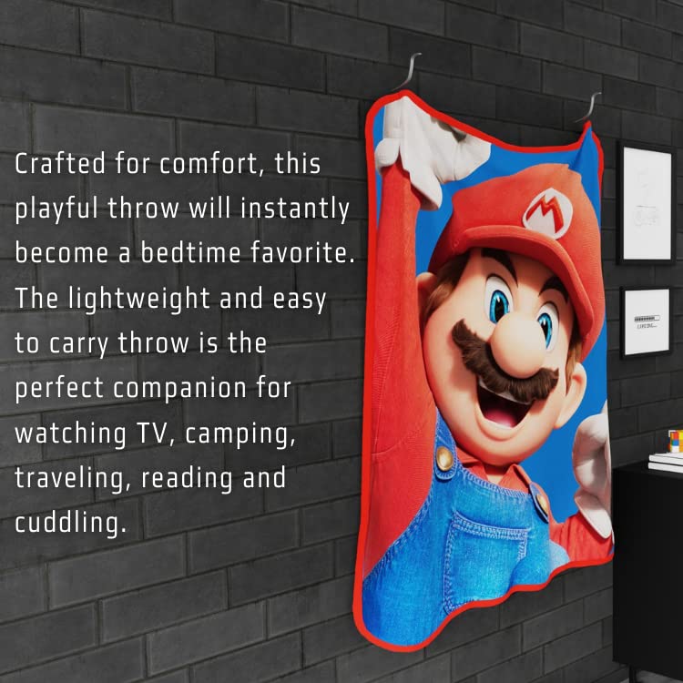 Franco Nintendo Super Mario Gaming Parure de lit super douce pour enfant Motif Raschel 116,8 x 152,4 cm (produit sous licence officielle