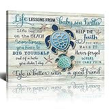 Drawpro Ocean Turtle Canvas Wall Art Decor Life Lessons Sea Turtle Canvas Prints Bthroom Artwork For