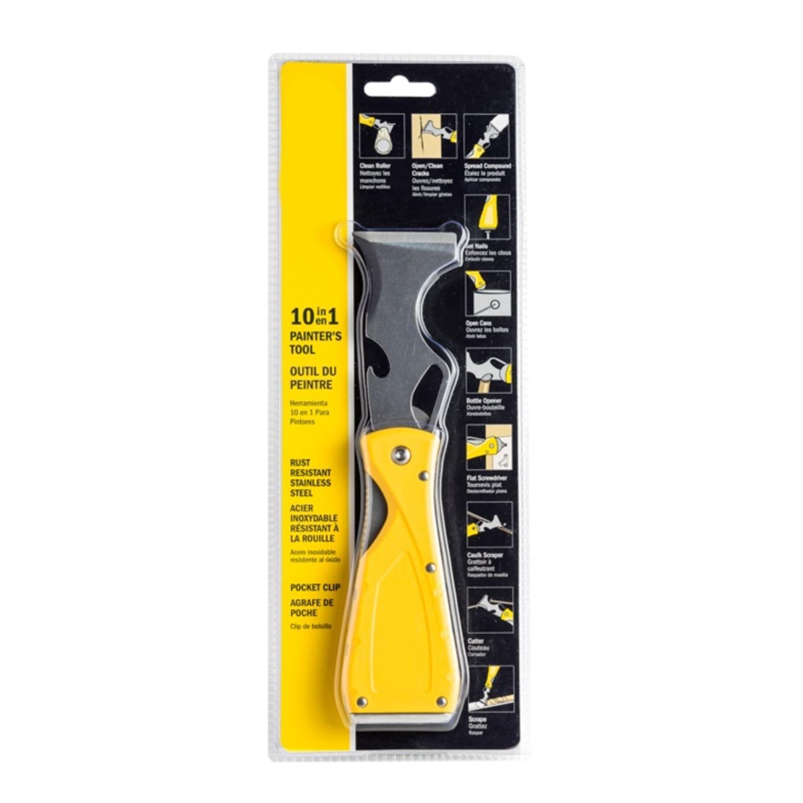 Hochste Hochste® Purdy Folding Tool -10-In-1, Ergonomic Non-Slip Handle, Diy Enthusiasts, Compact Design, Clean Paint Rollers, Open Paint Cans, Scrape Stubborn Residue, Remove Nails, Spread Compound