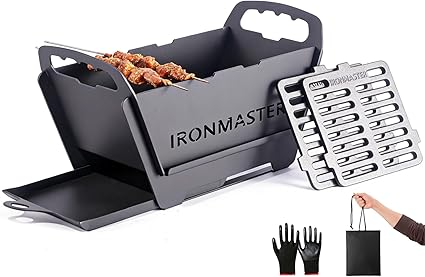 IronMaster 11.5" x 5.5" Portable Foldable Hibachi Grill - Heavy