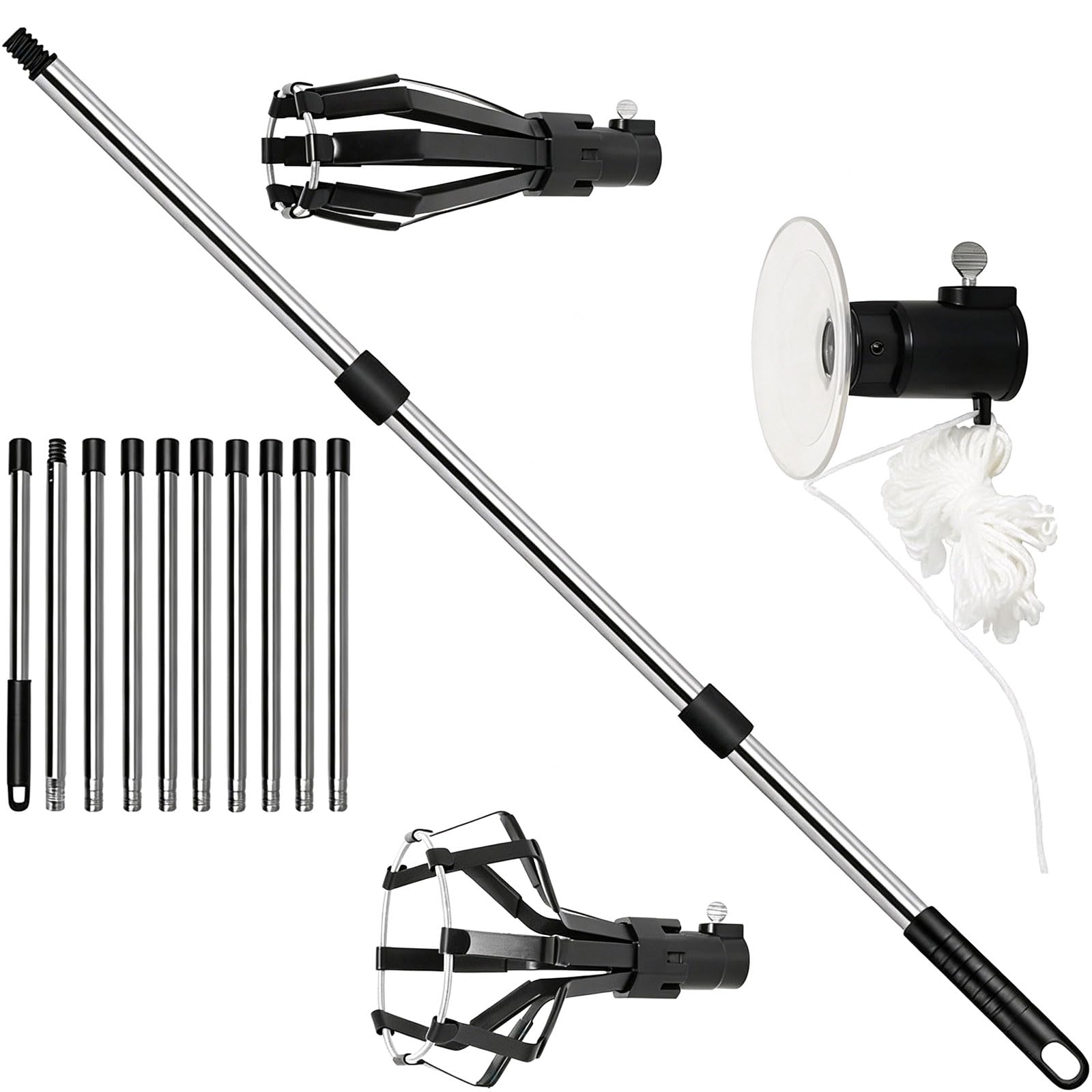 Buxuaaaa Premium Stainless Steel Bulb Changer with Extension Rod and Grips for Ceiling Fixtures Top Thread Bulb Tool