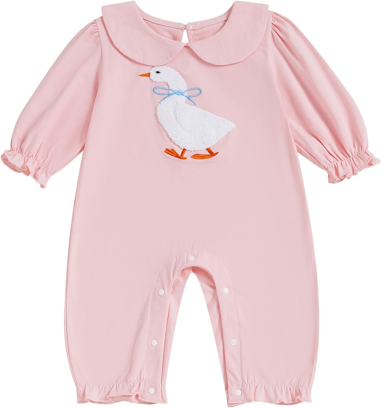 Baby Girl Fall Winter Clothes Newborn Silly Goose Romper Long Sleeve Round Neck Jumpsuit Cute One Piece Outfit
