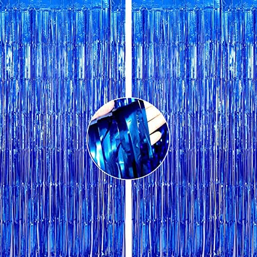 2Pc 1m*2m Iridescent Purple Fringe Foil Curtain Backdrop, Party Rainbow Foil Curtain Tinsel Curtain Hanging Streamers for Mermaid Unicorn Themed Kids Birthday Party Wedding Wall Door Way Decorations