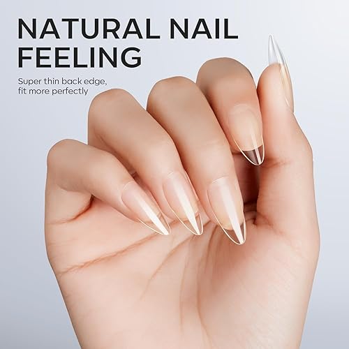 Miniatura 7 de Modelones Puntas de uñas medianas de almendra  500 uñas postizas de gel de cobertura completa preformadas, puntas de uñas de gel sin lima más