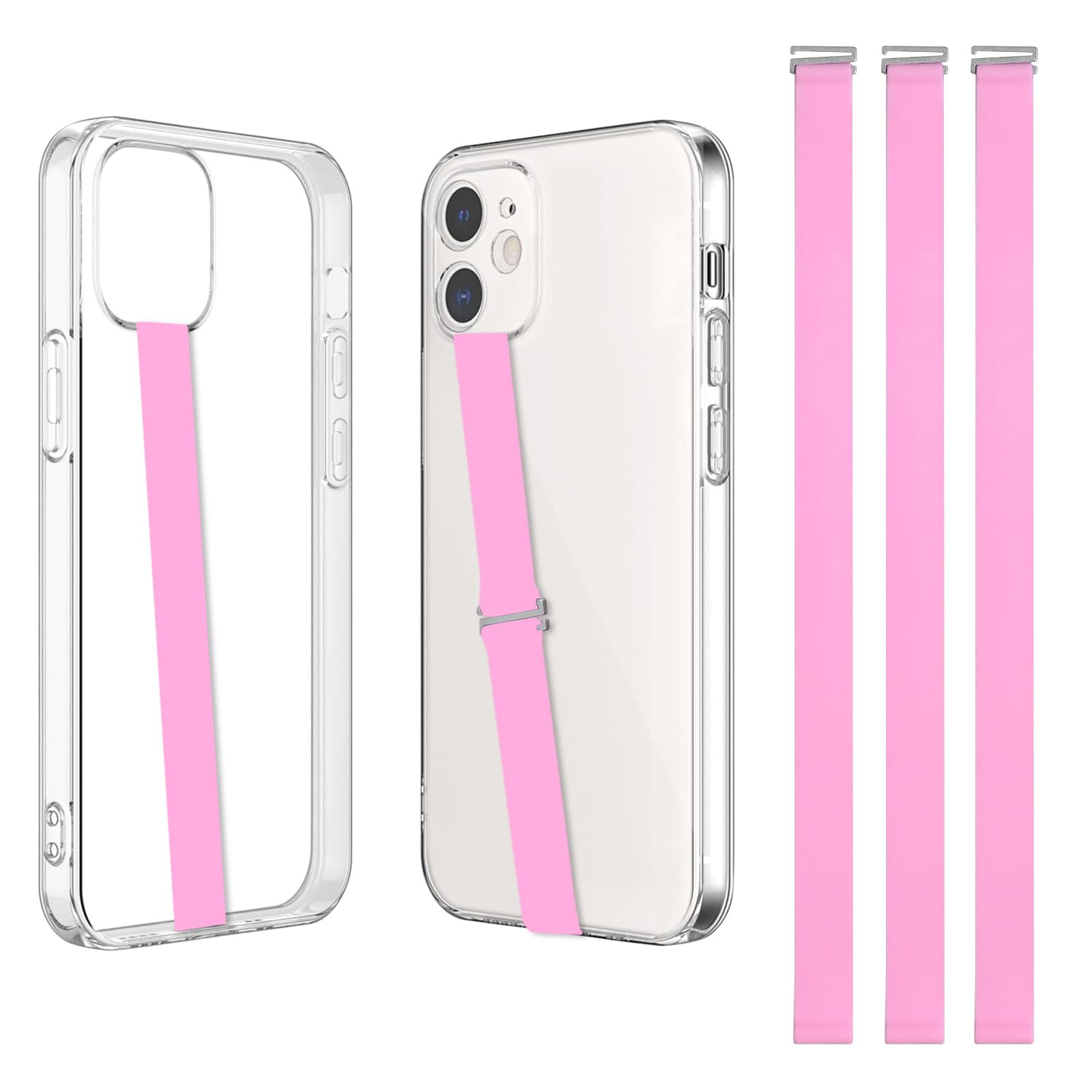 Supporto per telefono in silicone, 3 pezzi, con clip per telefono con clip da dito, per iPhone 15/15 Pro, telefono Android (210, 3, rosa)