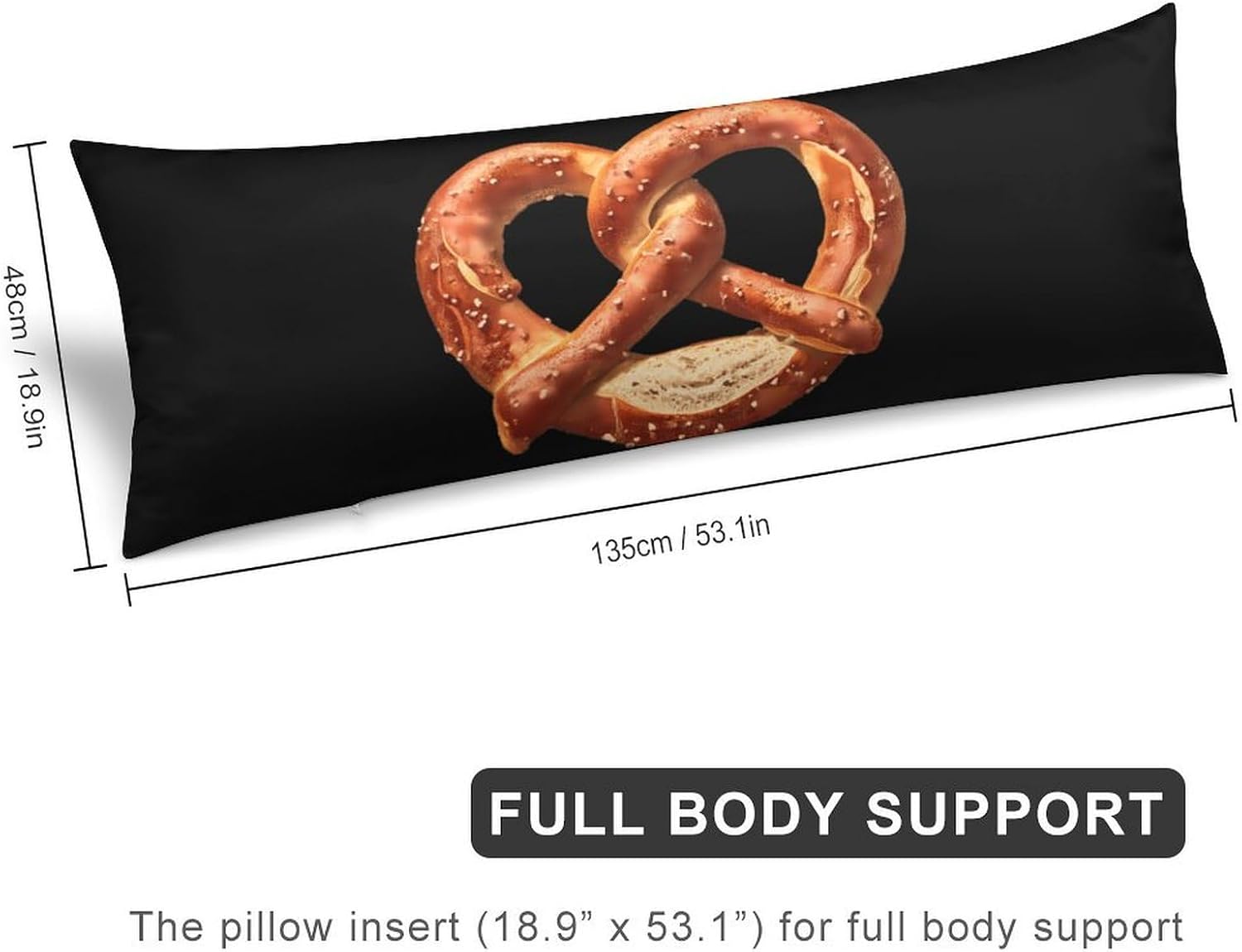 Pretzels Vintage 70s Body Pillow Cover Long Cushion 18.9x53.1 Inch | pillowcase,bed decor,farmhouse,sofa