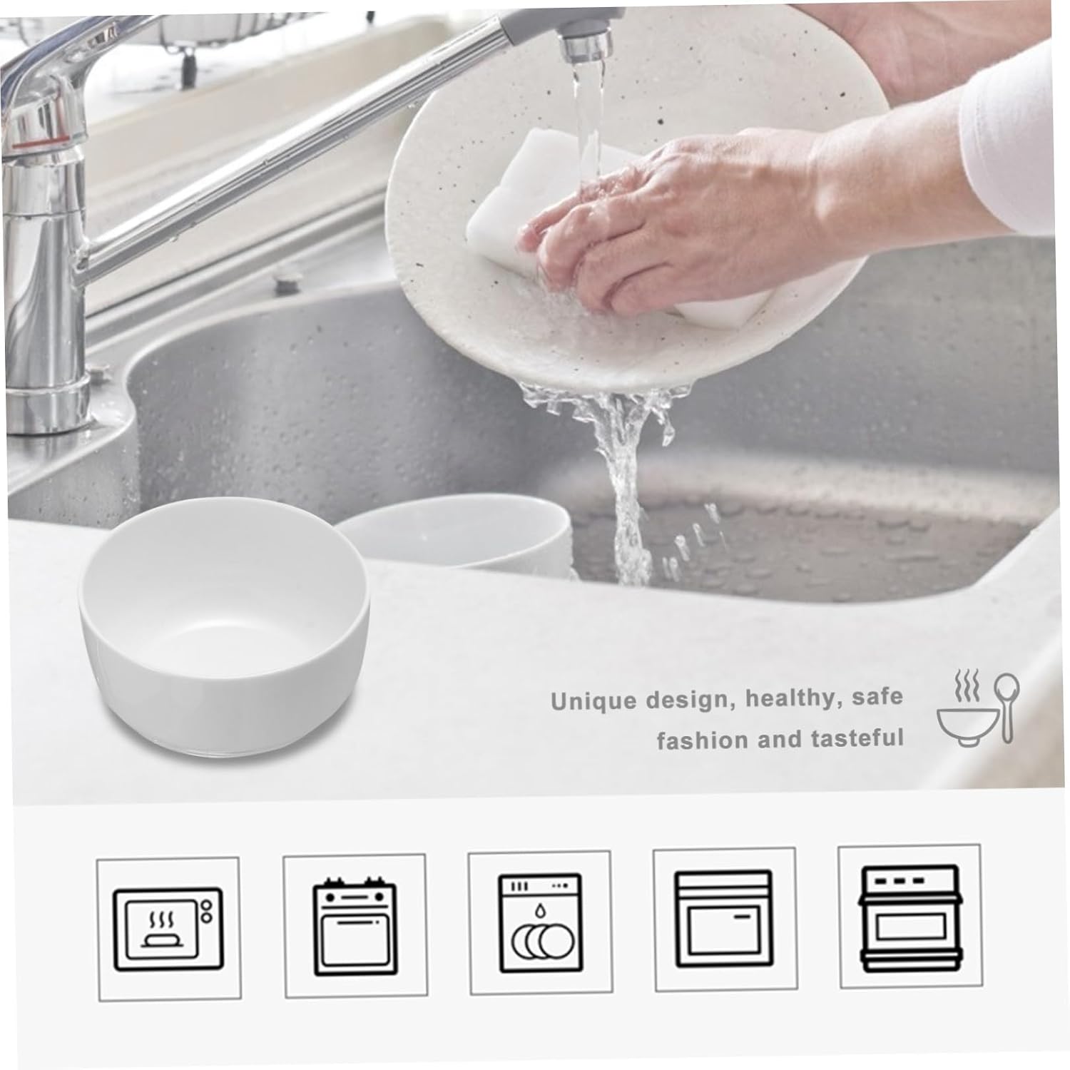 4pcs Ceramic Rice and Noodle Bowls Japanese Style Bowls Soup Food Containers Kitchen Ceramic Safe and Easy to Clean