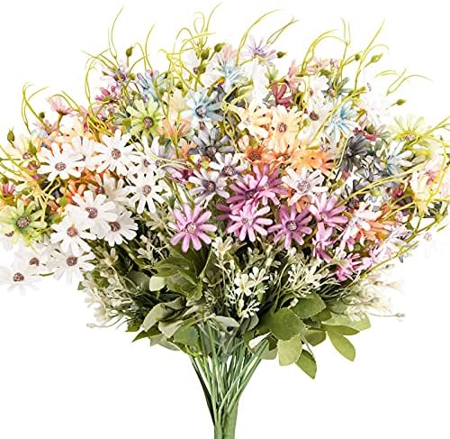AUMVEYI 6 Bundles Wildflowers Artificial Flowers Outdoor Fake Daisy UV Resistant Silk Wild Flower Bouquets Bulk Faux Plants Plastic Greenery for Decoration vase Floral Arrangements Home Décor