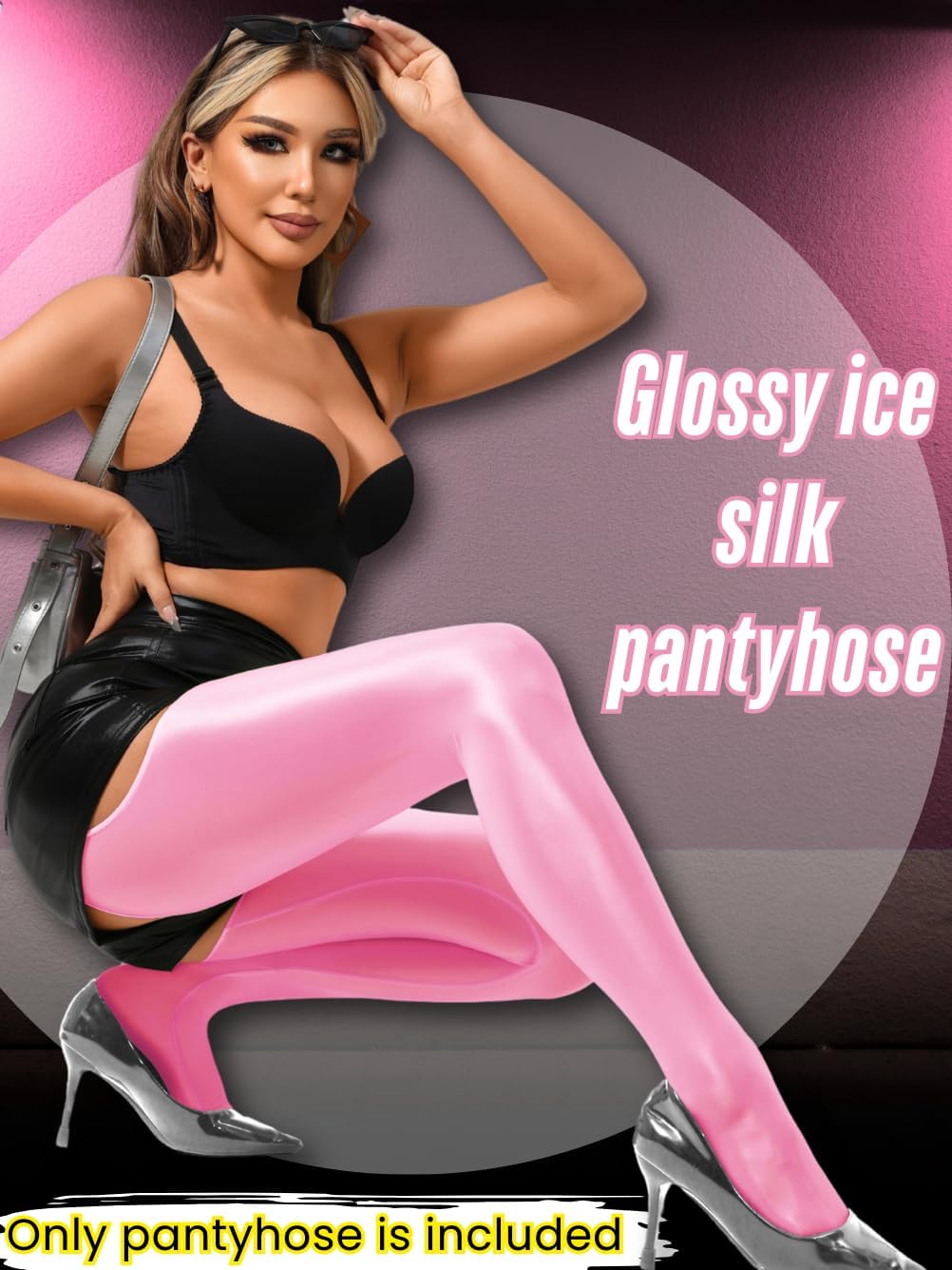 Sexy Shiny Tights, Sheer High-Waisted, Suspender Pantyhose For Women Rave Party Outfits Leggings Pants Exotic - Image 4