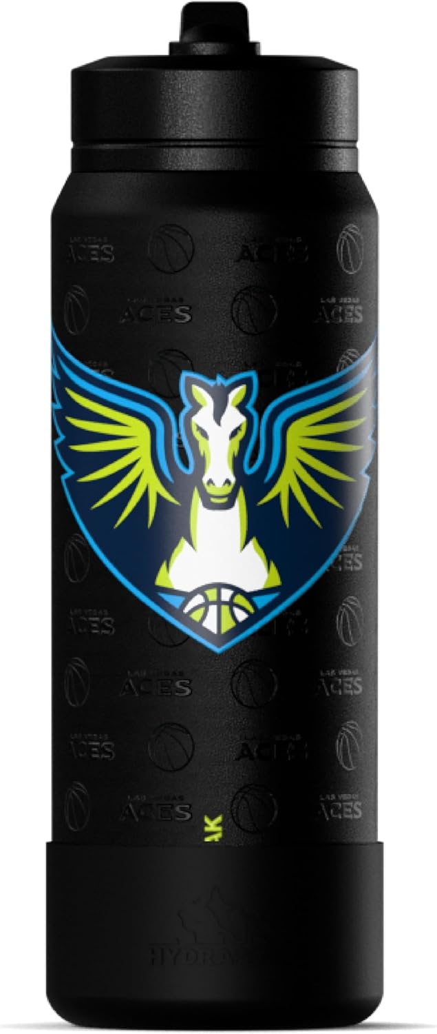 Hydrapeak x WNBA Officially Licensed Las Vegas Aces 26 oz Active Water Bottle with Chug Lid and Handle Reusable Stainless Steel Double Wall Insulated Sports Gift