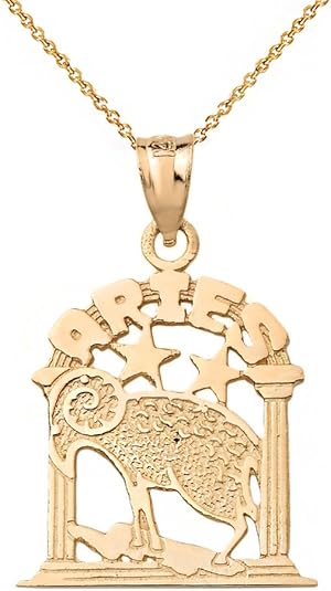 Twelve Constellation Horoscope Zodiac Charm Pendant - Your Choice of Astrology Sign in 10K Yellow Gold With Chain