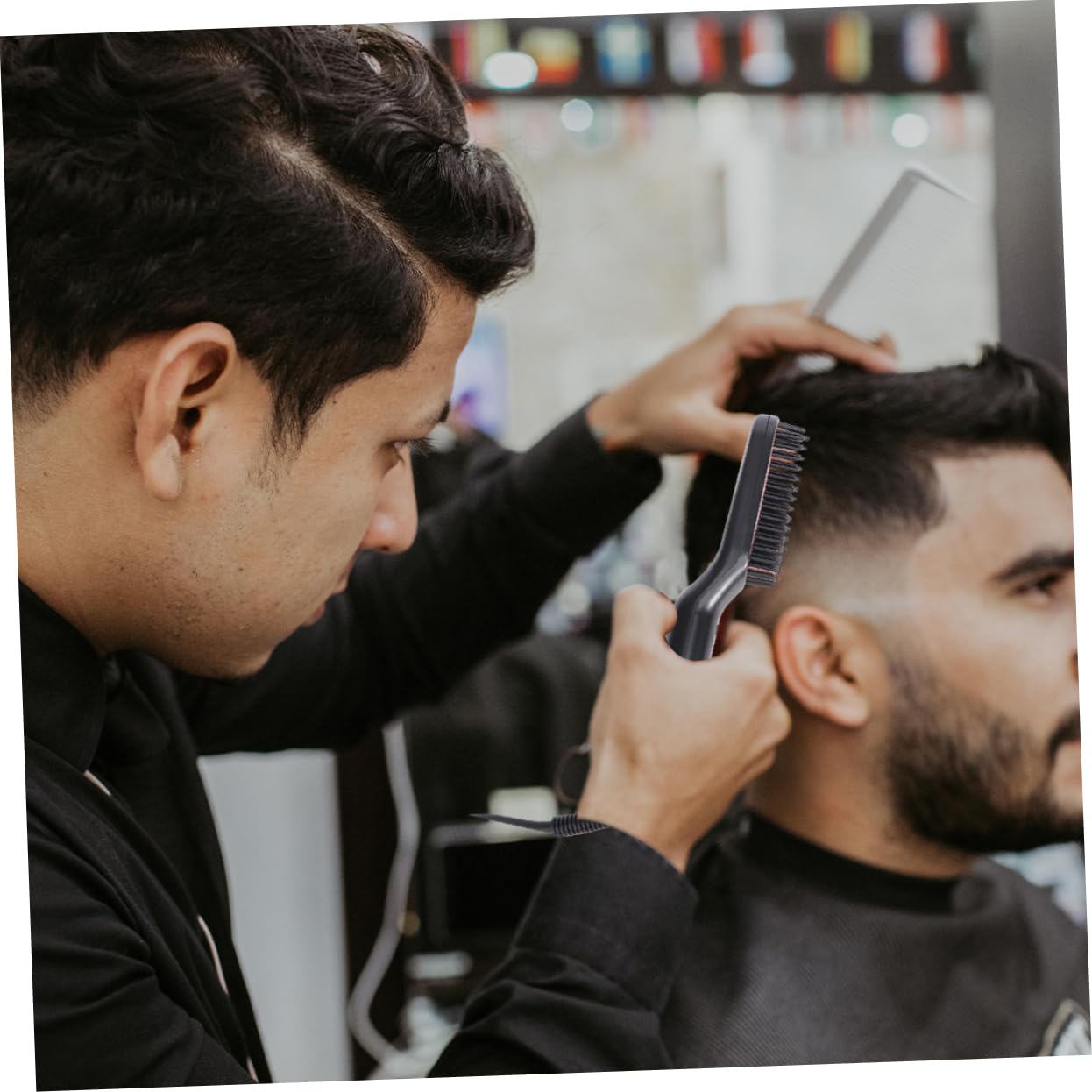 FRCOLOR Pettine Per Barba Uomo Pettine Da Parrucchiere Barba Pulizia Baffi Setole Morbide Manico Ergonomico Portatile Per Viaggi e Uso Quotidiano