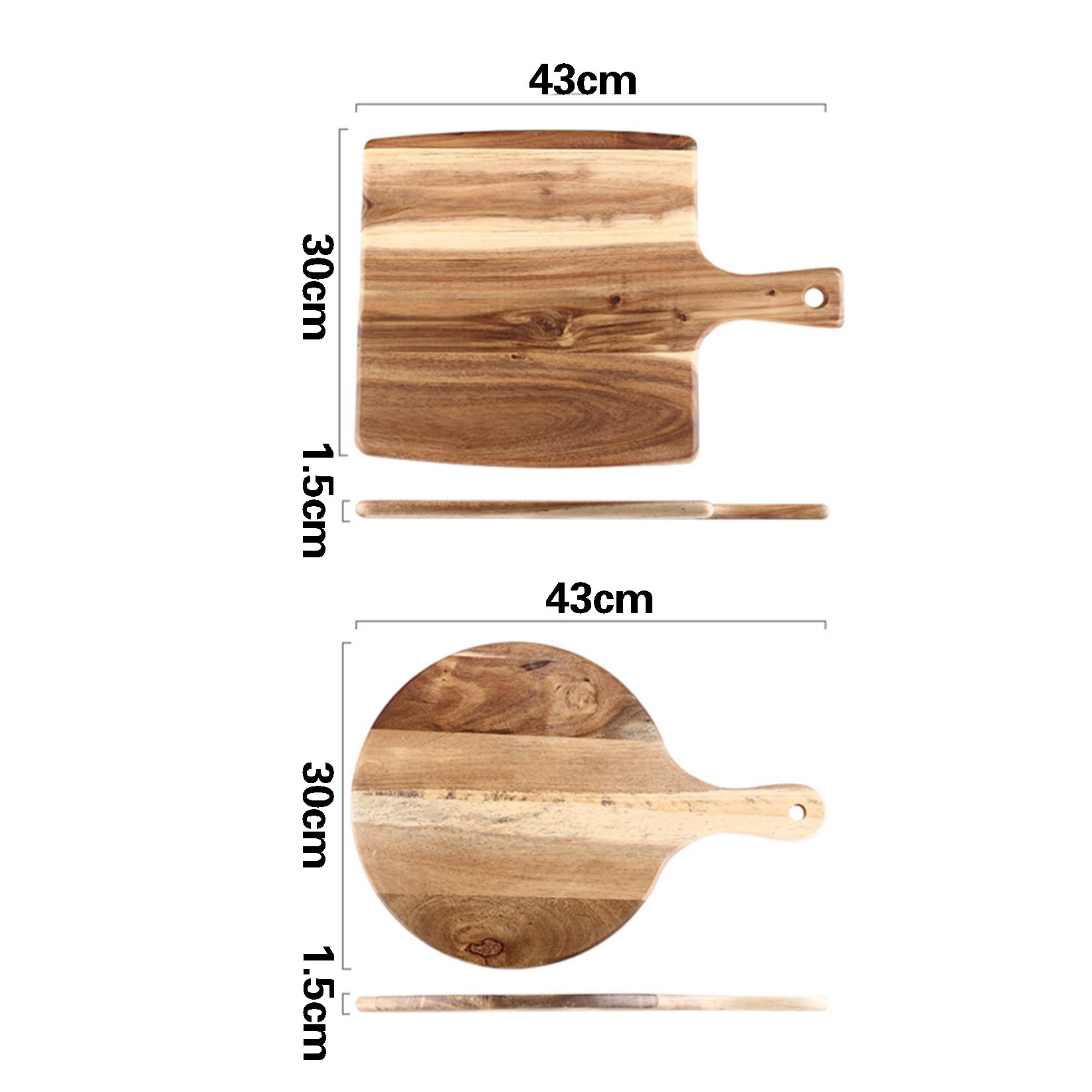 Tabla de madera para queso y pizza, tabla de cortar, bandeja de servir y tabla de embutidos con asa, perfecta para entretenimiento y presentación de alimentos