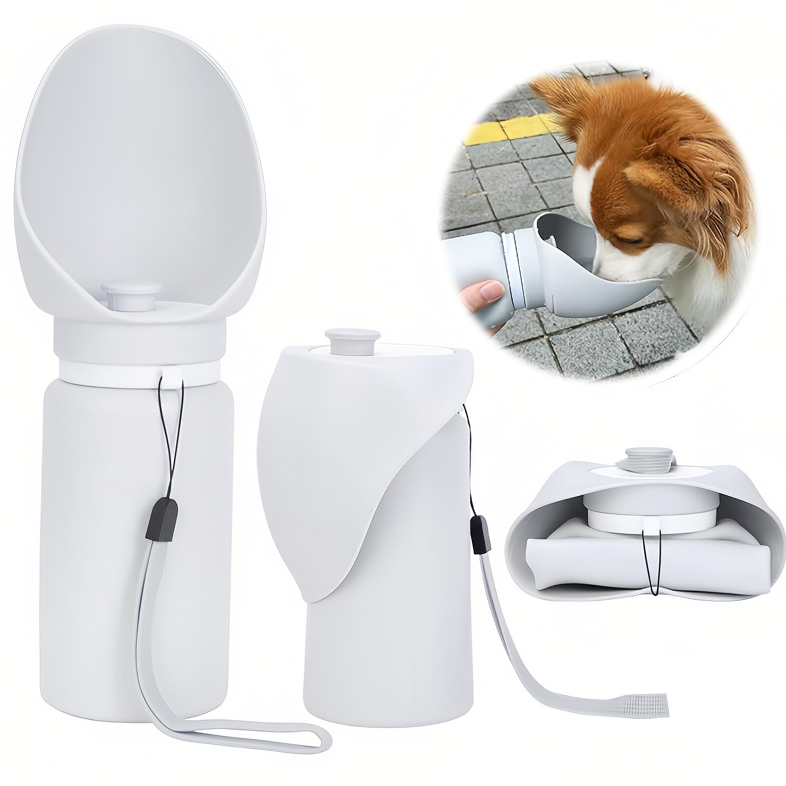 Asfrade Bebedero Perro Portatil, Botella de Agua para Perros Grandes y Pequeños, Bebedero Perro de Agua a Prueba de Fugas para Senderismo, Viajes, Regalo para Perros, Bebedero Perro Portatil