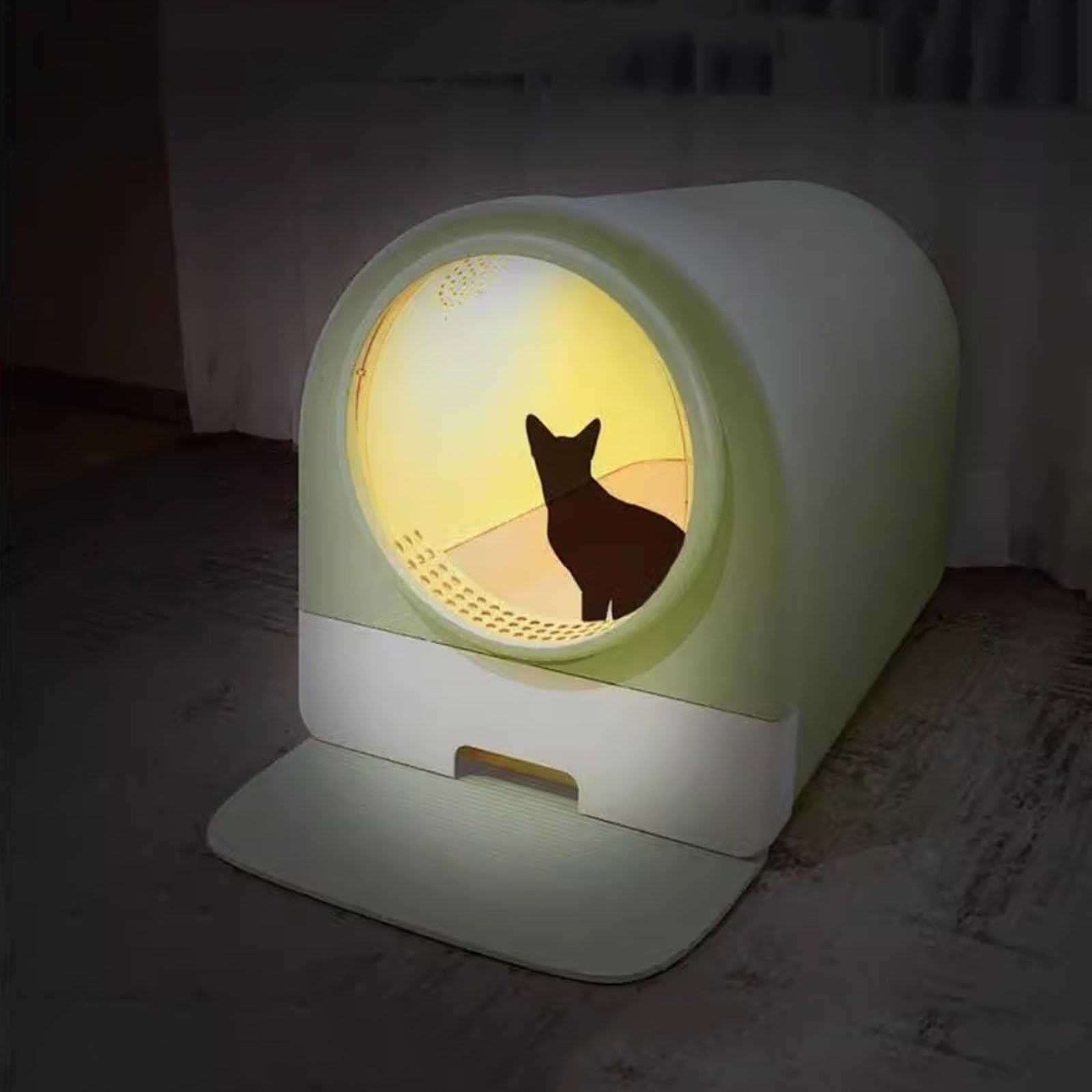 Exclusivo para gatos y perros Bandeja for arena for gatos con tapa, caja de for cajón completamente cerrado, orinal grande a prueba salpicaduras pala for for moda, fácil limpiar Para interiores(Grey)