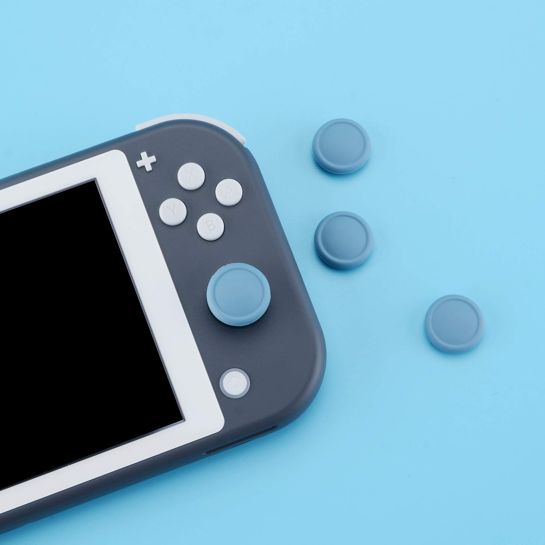 eXtremeRate PlayVital Thumb Grip Covers for Nintendo Switch, Switch Lite & OLED Joycon - Silicone Analog Thumbstick Grips - Airforce Blue — view 6