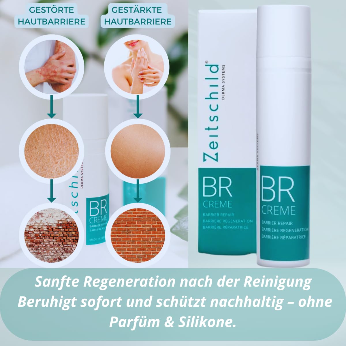Barrier Repair Creme I per la cura intensiva, la rigenerazione e la protezione della pelle particolarmente sensibile, effetto antinfiammatorio se applicato su corpo e viso I 100 ml