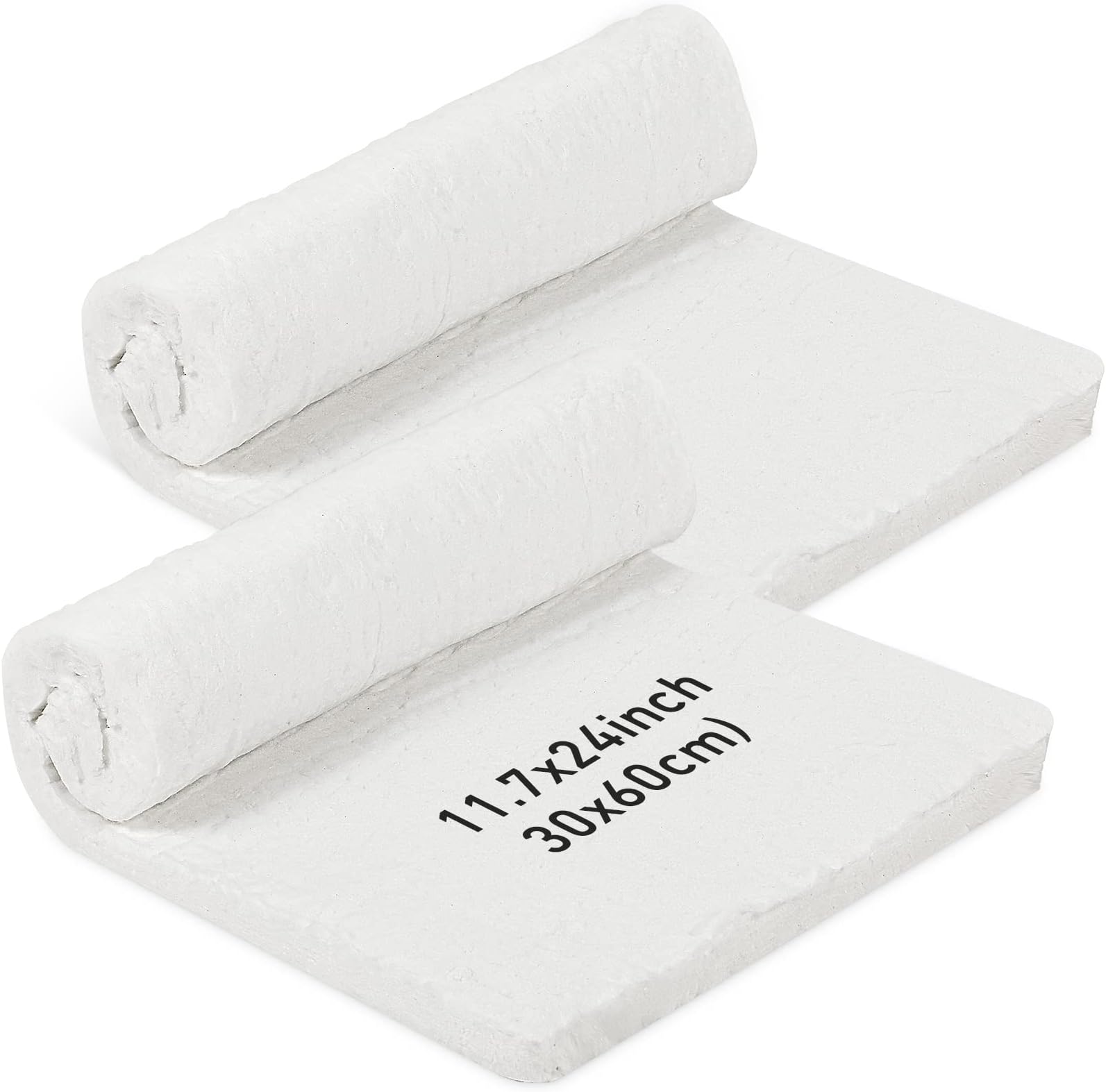 2 Pcs Ceramic Fiber Insulation Blanket High Density 2400F Fireproof Baffle for Dishwasher, Furnace, Stoves, Kilns, Forges, Fire Bricks, Fireplace, White (24'' x 12'' x 1'')